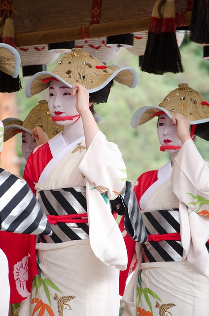 Young maiko taking part in a dance festival in Kyoto