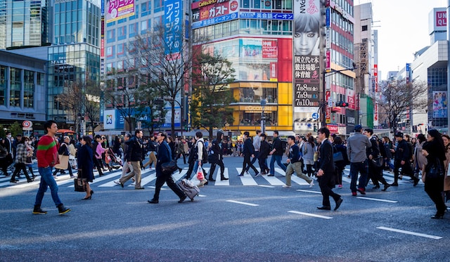 A bustling street crossing in Tokyo